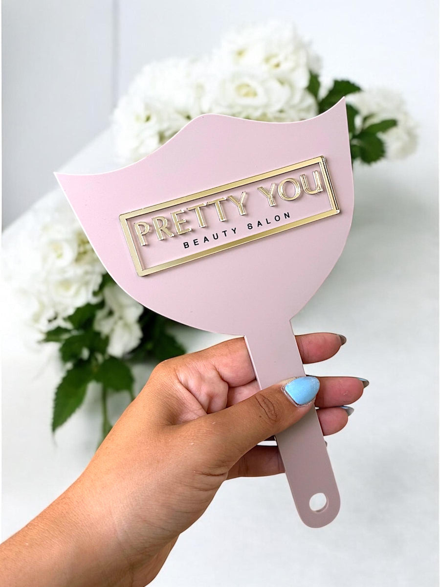 Custom 3D Acrylic Logo Mirror, Acrylic Lash Tech Hand Photo Prop, Eyelash Beauty, Personalised Lash Tech Sign, Handheld Mirror for Brows
