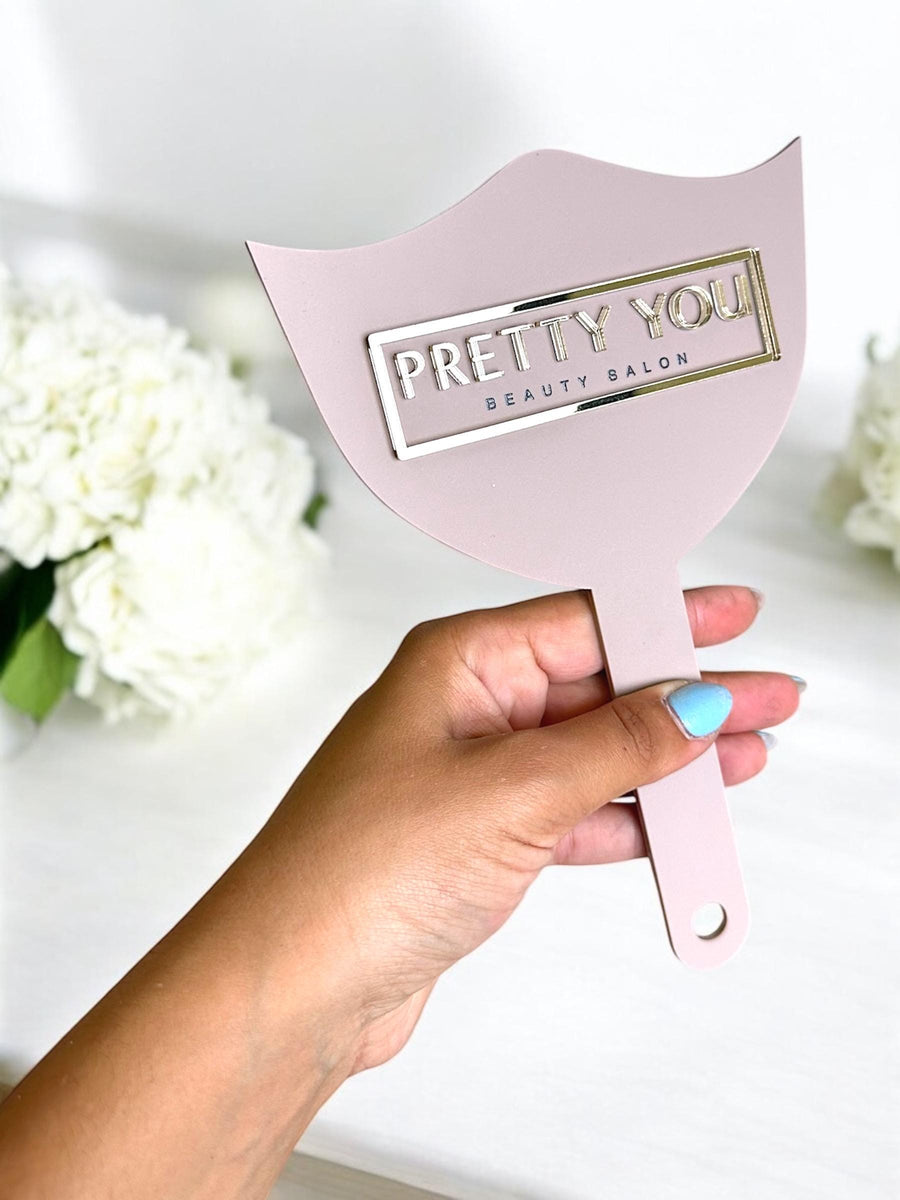 Custom 3D Acrylic Logo Mirror, Acrylic Lash Tech Hand Photo Prop, Eyelash Beauty, Personalised Lash Tech Sign, Handheld Mirror for Brows