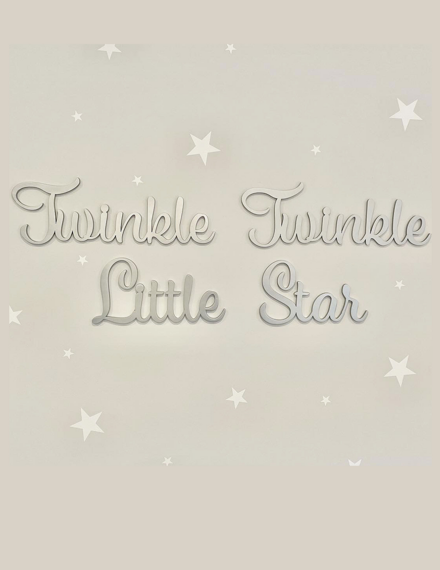 Twinkle Twinkle Little Star wall sign in white wood with star design