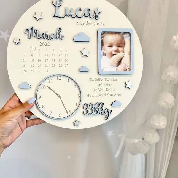 New Baby Photo Frame Plaque in white wood with cute animal designs