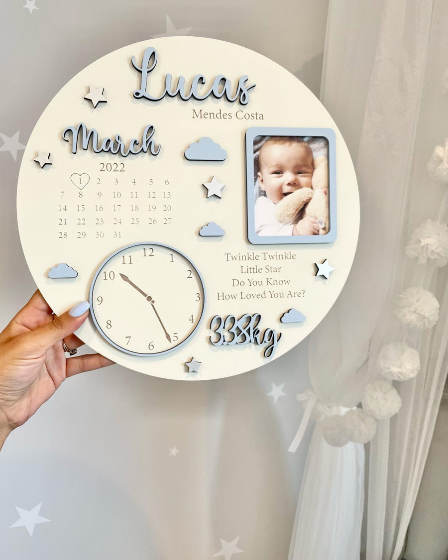 New Baby Photo Frame Plaque in white wood with cute animal designs