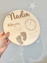 Wooden & Acrylic New Baby Birth Plaque