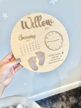 Wooden & Acrylic New Baby Birth Plaque
