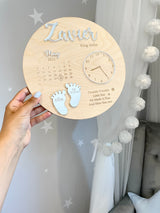 Wooden & Acrylic New Baby Birth Plaque