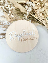 Wood/Acrylic Birth Announcement Disc