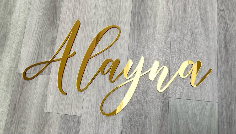 Acrylic name sign in clear material, custom design for home decor