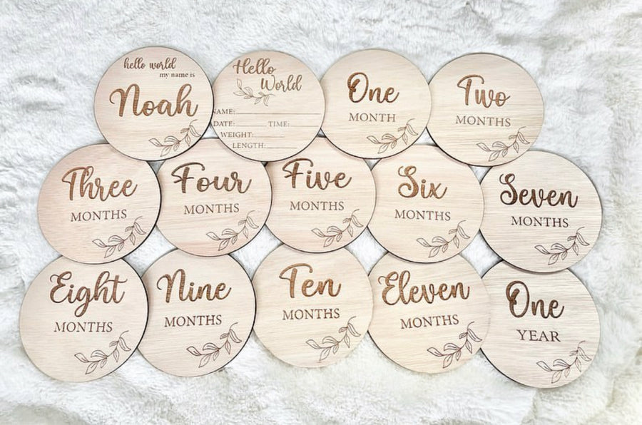 Milestone Discs set of 14 in various pastel colors for baby photo shoots