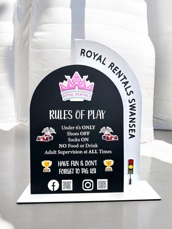 Acrylic Play Rules Sign, Soft Play Rules, Bouncy Castle Business, Bounce House Safety Board, Kids Party Rentals, Double QR Code Sign