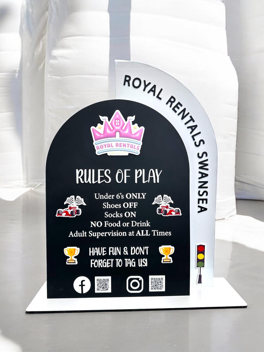 Acrylic Play Rules Sign, Soft Play Rules, Bouncy Castle Business, Bounce House Safety Board, Kids Party Rentals, Double QR Code Sign