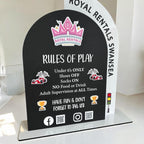 Acrylic Play Rules Sign, Soft Play Rules, Bouncy Castle Business, Bounce House Safety Board, Kids Party Rentals, Double QR Code Sign