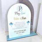 Acrylic Play Rules Sign, Soft Play Rules, Bouncy Castle Business, Bounce House Safety Board, Kids Party Rentals, Double QR Code Sign