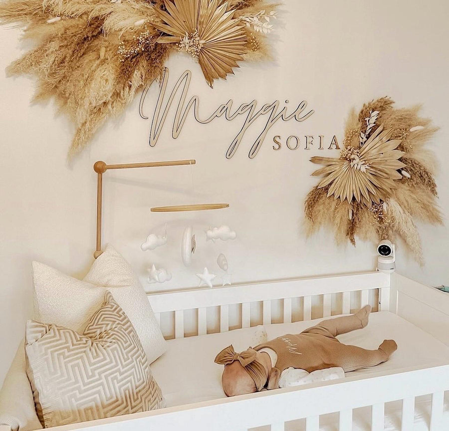 Custom double name sign in pastel colors for nursery wall art