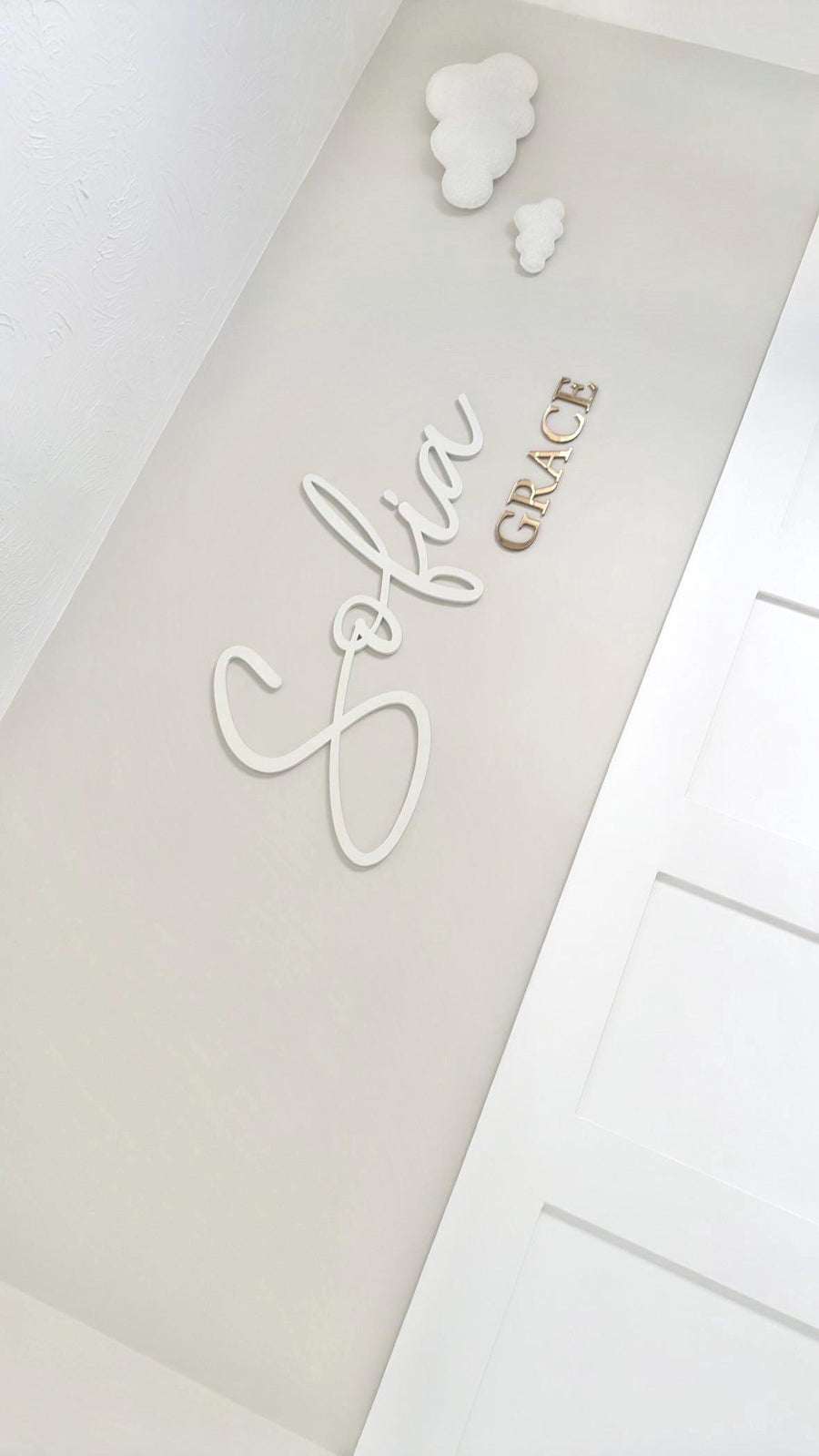 Custom double name sign in pastel colors for nursery wall decor
