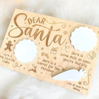 Personalised engraved wooden tray for cookies and milk, Christmas design