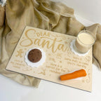 Dear Santa personalised engraved wooden tray for cookies and milk, Christmas Eve board