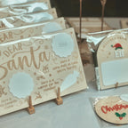 Personalised engraved wooden tray for Santa treats, festive design, holiday gift