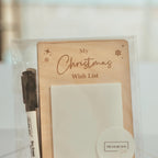 Christmas Wish List Board in wood with pen and magnet, reusable holiday decoration