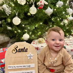 Rustic wooden letter to Santa board with pen, reusable Christmas Eve photo prop