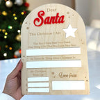 Dear Santa Board with Pen, wooden Christmas wish list sign for kids