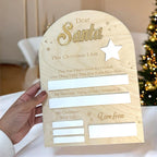 Dear Santa Board with Pen, wooden, reusable Christmas wish list sign
