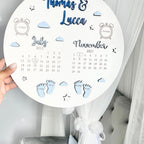 Personalized baby birth plaque for twins, wooden design with custom names
