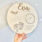 Personalized baby keepsake plaque in gray with birth announcement details