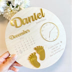 Personalized baby keepsake plaque in wood with birth announcement details