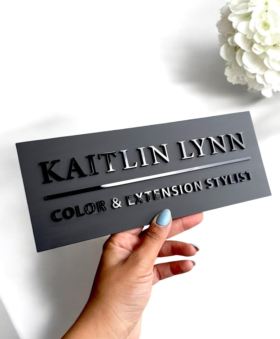 Custom 3D acrylic logo sign in clear material for modern salon