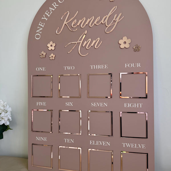 Custom First Birthday Photo Board - Milestone Keepsake