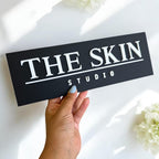 Custom 3D acrylic logo sign, modern design, clear finish, for salon or clinic