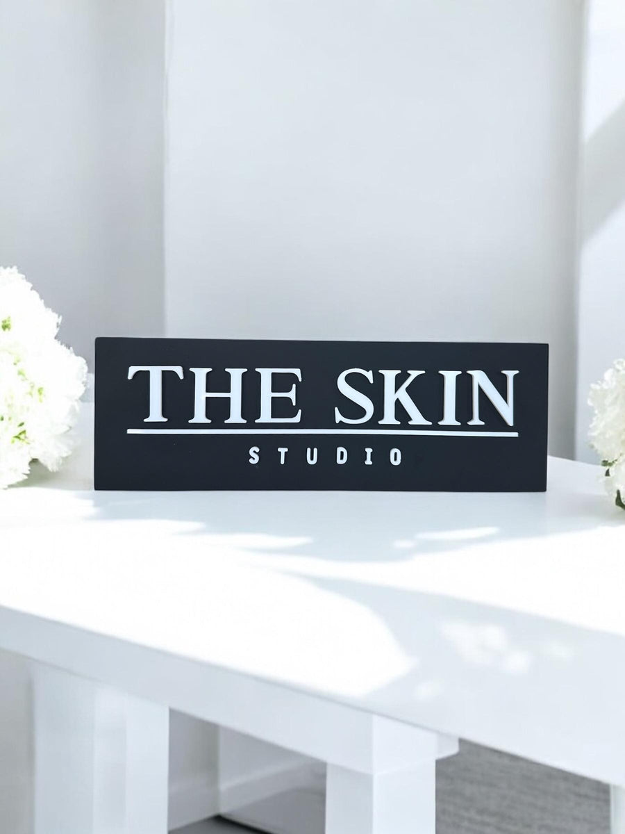 Custom 3D acrylic logo sign, modern design, clear color, for salon or clinic