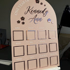 Custom First Birthday Photo Board with floral theme for milestone photos