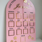 Custom First Birthday Photo Board with flower theme and milestone photos