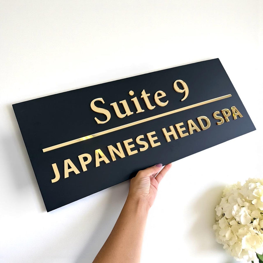 Custom 3D acrylic logo sign in clear finish for salon door or wall