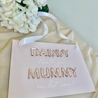A5 acrylic wedding sign with custom text and floral design