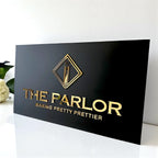 Custom 3D acrylic logo sign, modern rectangle design for salon or office