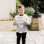 A5 acrylic wedding sign 'Daddy Time To Give Mummy Our Last Name', white text