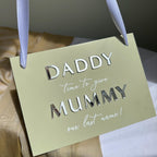 A5 acrylic wedding sign in white with black text