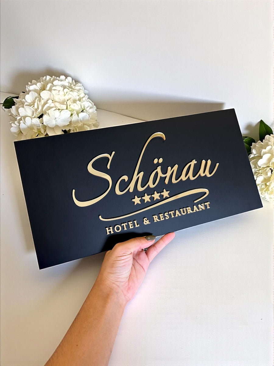 Custom 3D acrylic logo sign in modern rectangular design for salons
