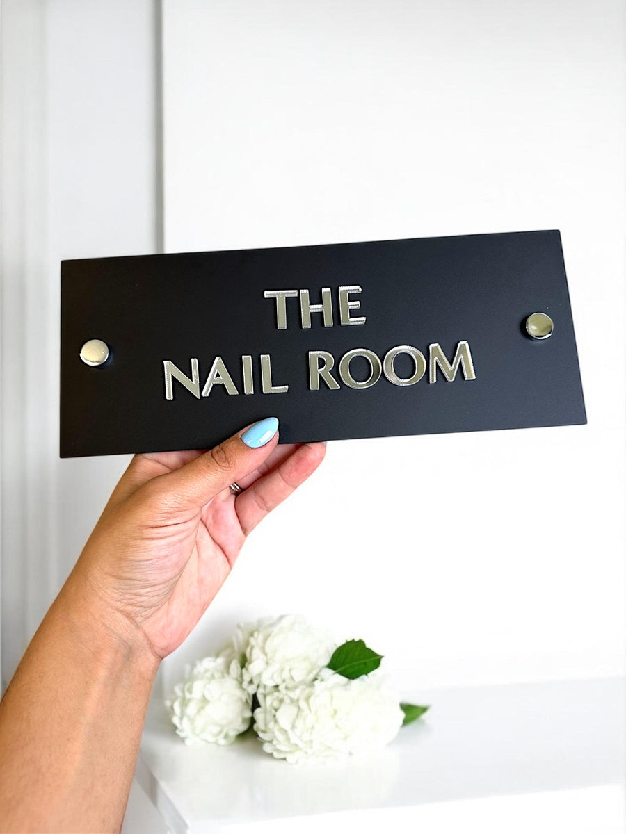 Custom 3D acrylic treatment room sign in clear with modern stand offs