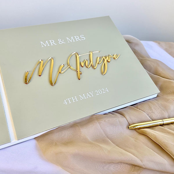 Personalised Acrylic Wedding Guestbook with Crystal Pen