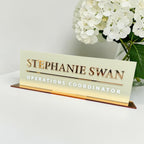 Custom 3D acrylic desk logo sign in clear and modern design