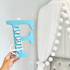 Personalised Letter Name Sign in pastel pink, wall mount for nursery decor
