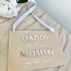 Acrylic page boy sign, clear material with elegant script, wedding ceremony use