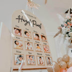 Personalised acrylic baby milestone board in white for first birthday decor