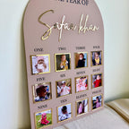 Personalised acrylic baby milestone board with colorful design for first birthday