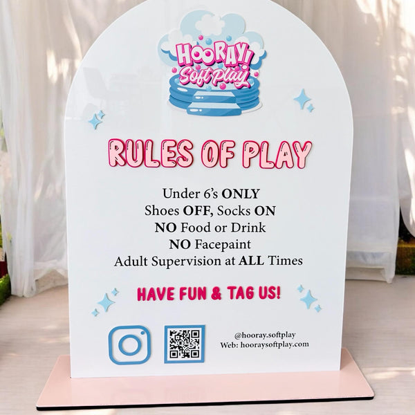 Custom Acrylic Soft Play Rules Sign for Businesses