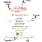 Custom Perspex soft play rules sign with bright colors and clear text