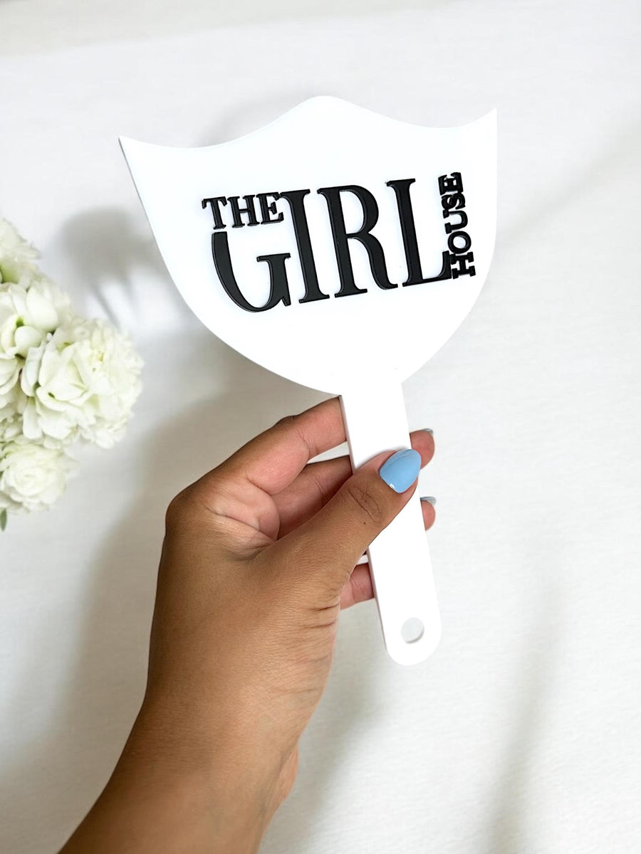 Custom 3D acrylic logo lash and brow mirror with elegant design