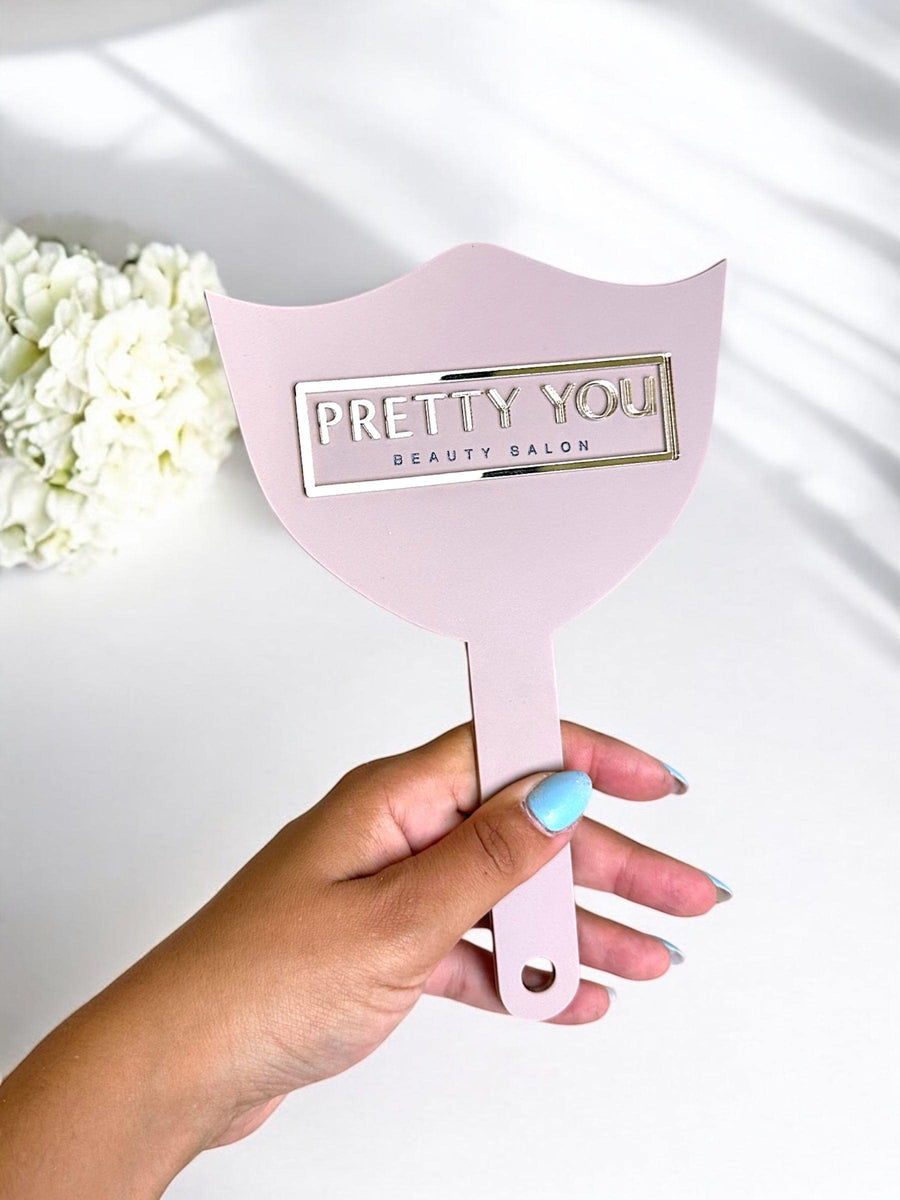 Custom 3D acrylic logo lash and brow mirror in clear acrylic for salon decor